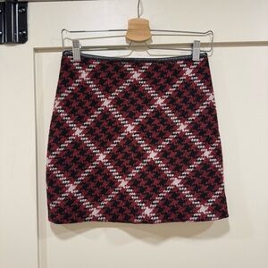 Express Red and Black Plaid Mini Skirt